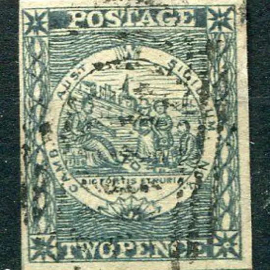 1850 2d indigo, plate II early impression with the ...