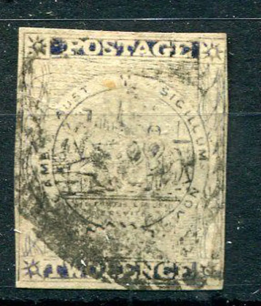1851 2d deep blue, plate IV Sydney view on stout ... Image 1++