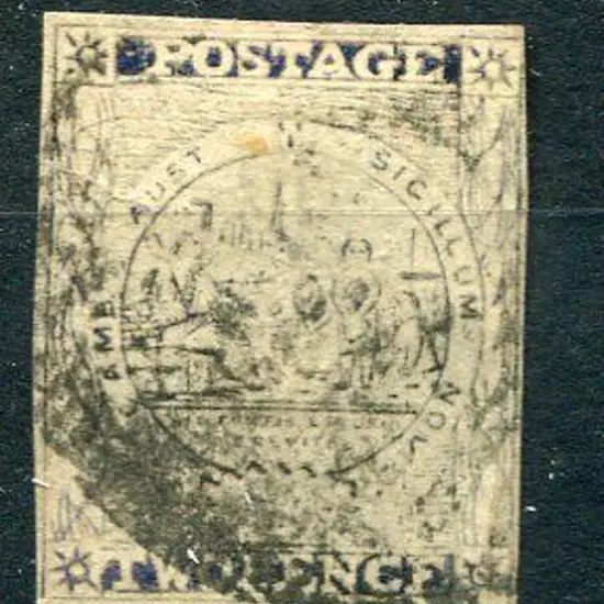 1851 2d deep blue, plate IV Sydney view on stout ...