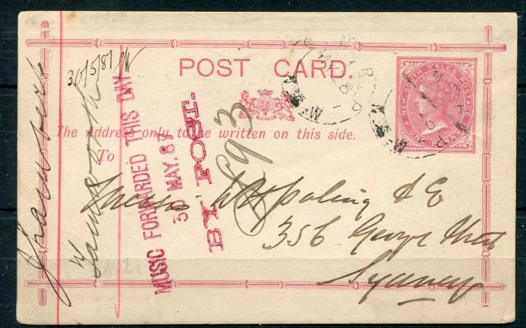1875 1d QV rose on white pre-printed postcard with ... Image 1++
