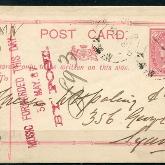 1875 1d QV rose on white pre-printed postcard with ...