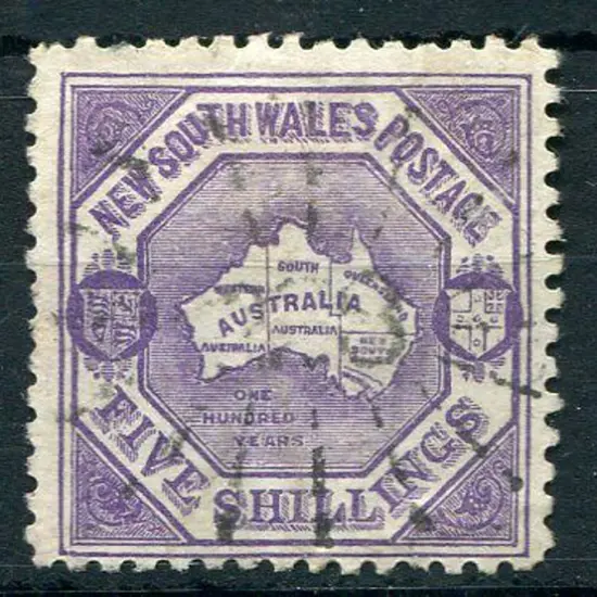 1890 5/- mauve perf 11. Fine used with light ...