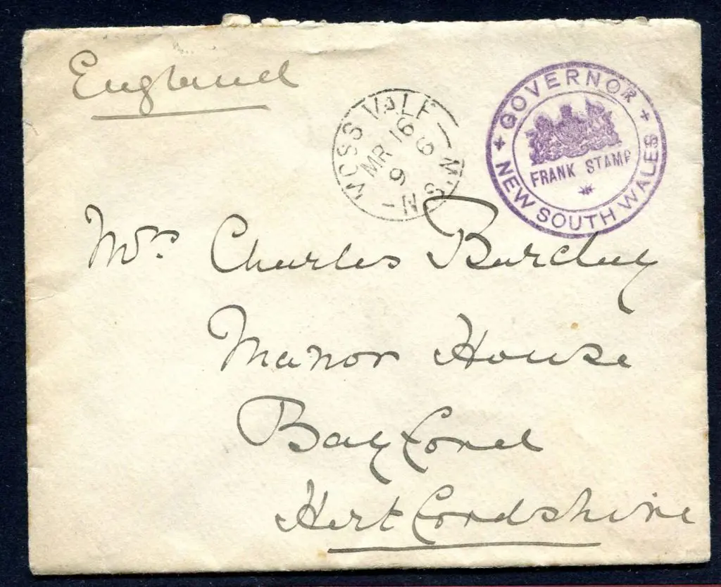 1896 (16th Mar) Govt House Sydney env used to the ... Image 1++