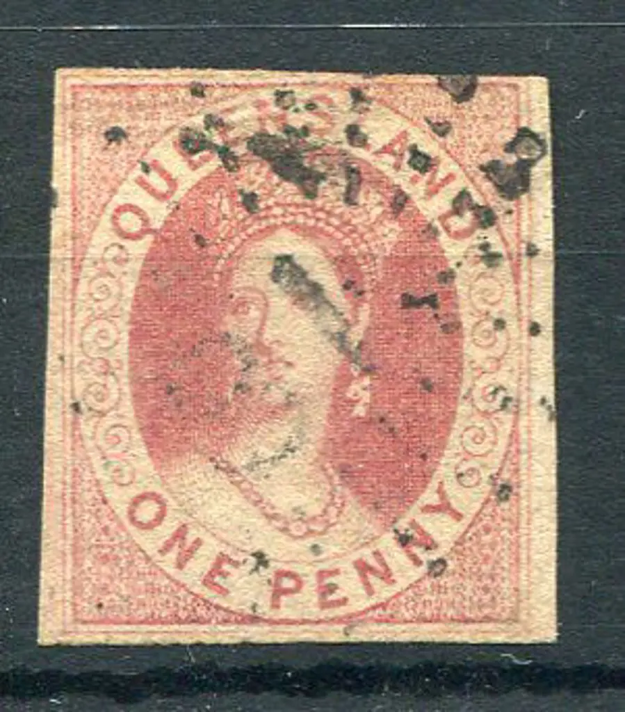 1860 1d carmine-rose with 4 full margins. Fine ... Image 1++
