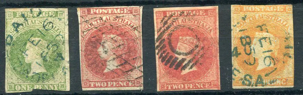 1856/58 1d, 2d x 2 & 1/- imperfs with SG 6 F/U ... Image 1++
