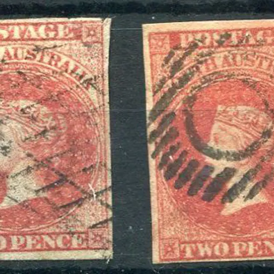 1856/58 1d, 2d x 2 & 1/- imperfs with SG 6 F/U ...