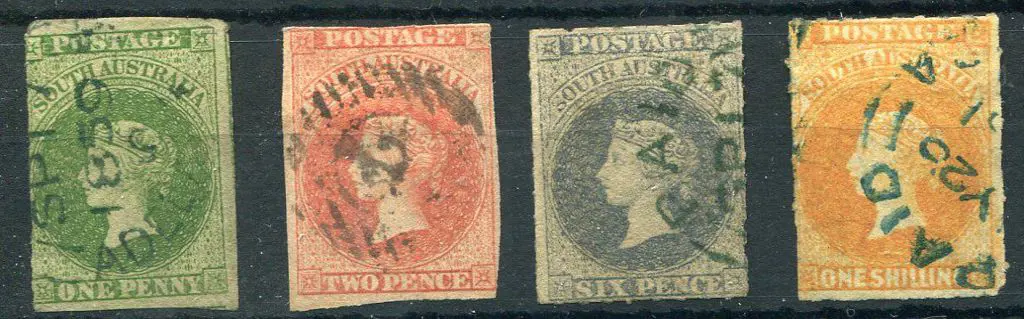 1858/1869 1d, 2d, 6d & 1/- rouletted issues with ... Image 1++