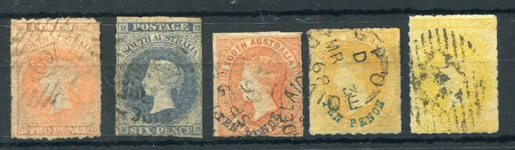 1800/69 2d, 6d, 10d on 9d x 2 & 1/- 2nd rouletted ... Image 1++
