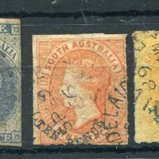 1800/69 2d, 6d, 10d on 9d x 2 & 1/- 2nd rouletted ...