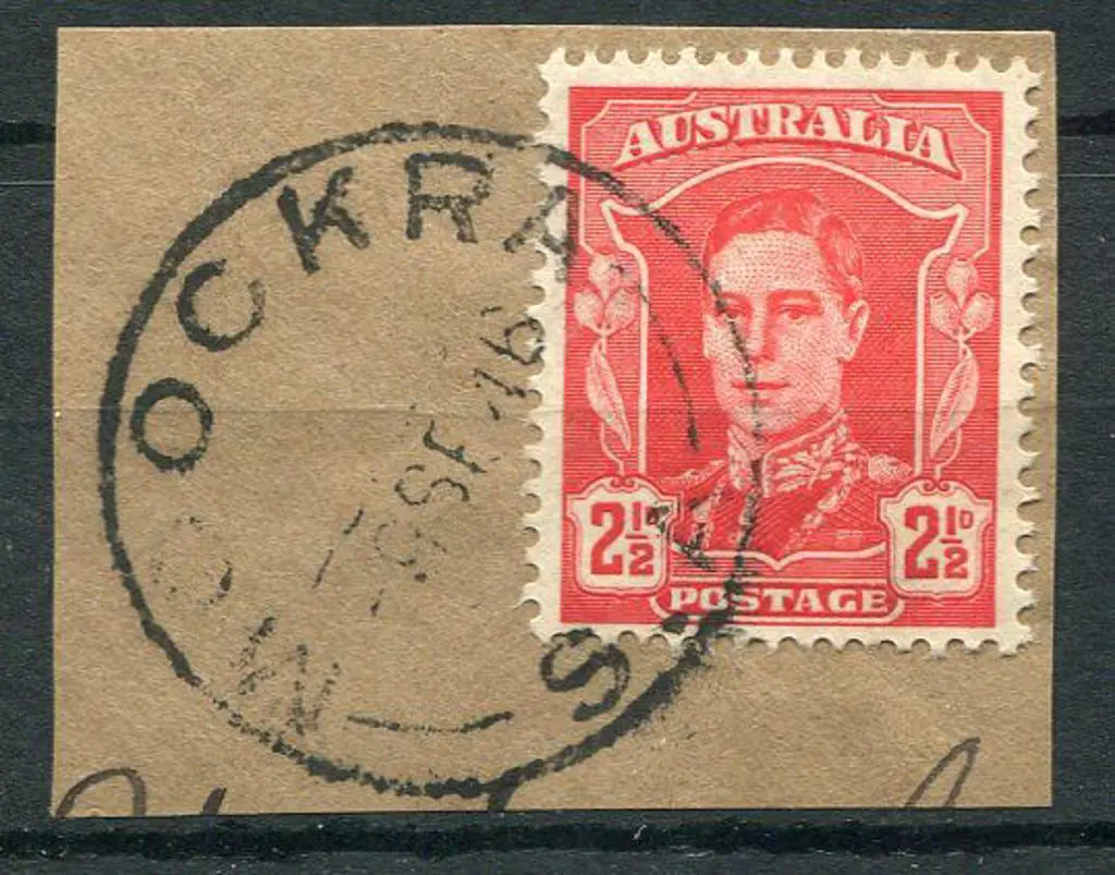 Mookra C4 on 2½d red KGVI on piece dated 9 SE 46. ... Image 1++