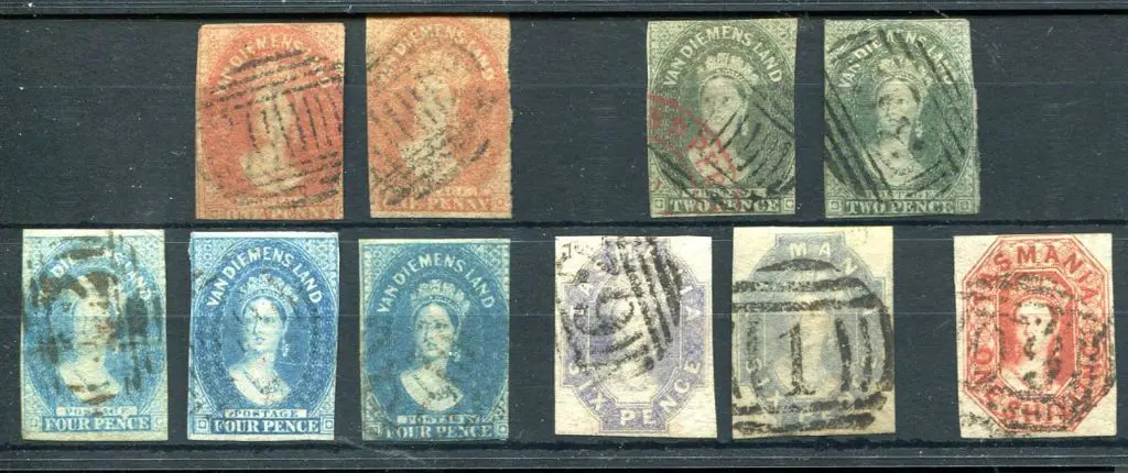 1857/69 1d, 2d, 6d (2 ea.), 4d (3) & 1/- wmkd ... Image 1++