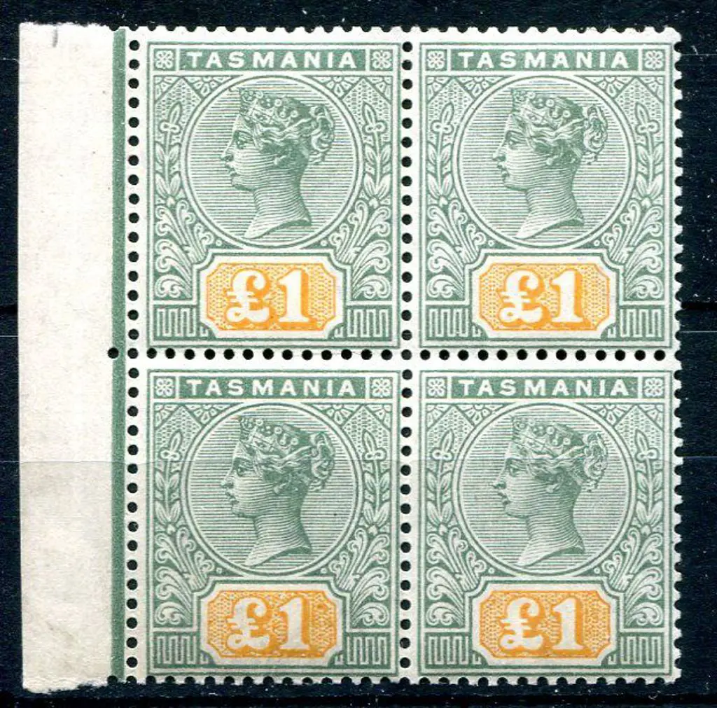 1892/99 £1 green & yellow QV in left marginal ... Image 1++