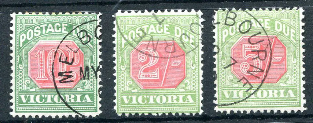 1895/96 10d, 2/- & 5/- bicolour Postage Dues with ... Image 1++