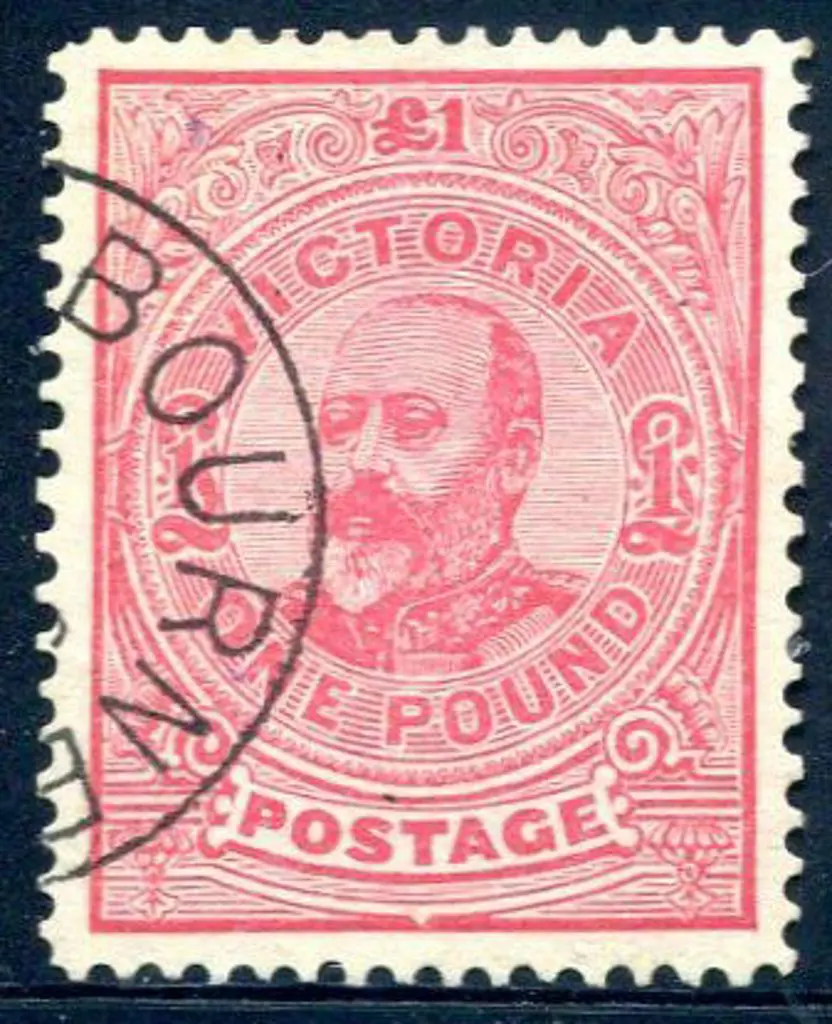 1901 £1 carmine-rose KEVII, perf 12½. CTO with ... Image 1++
