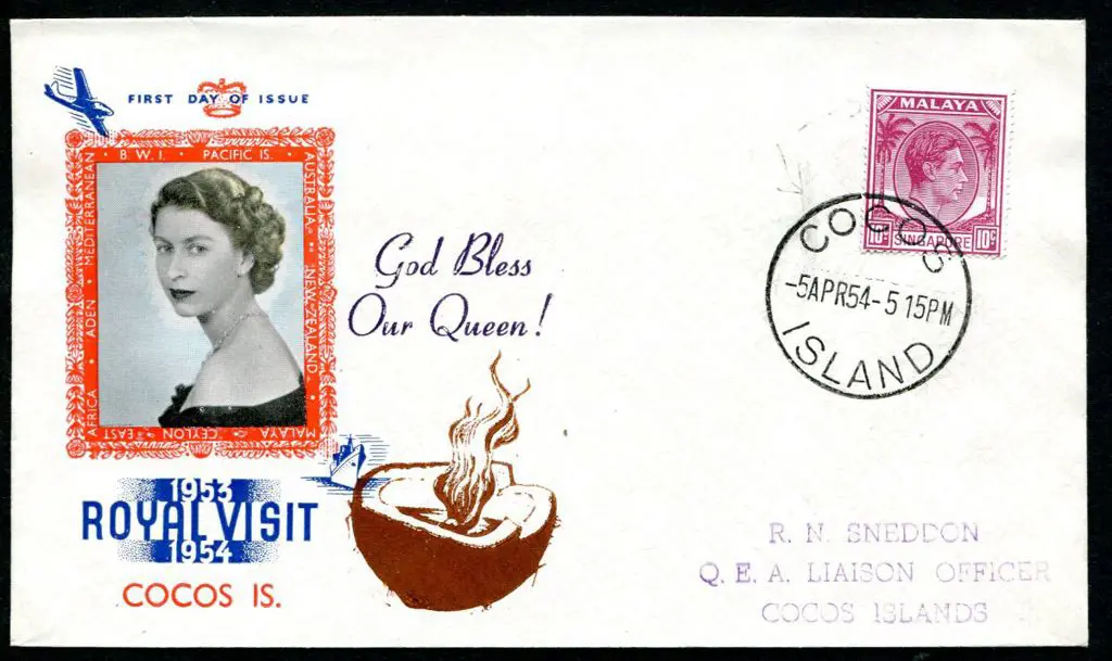 1954 (5th Apr) 10c Singapore KGVI tied by bold ... Image 1++