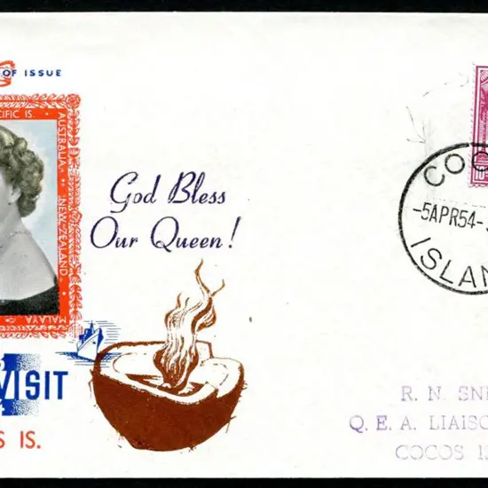 1954 (5th Apr) 10c Singapore KGVI tied by bold ...