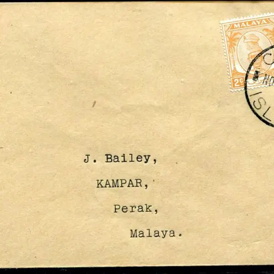 1954 (Nov) plain cover addressed to Perak franked ...