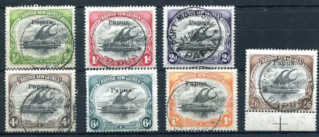1907 ½d to 2/6d Lakatoi ovptd "Papua" in small ... Image 1++