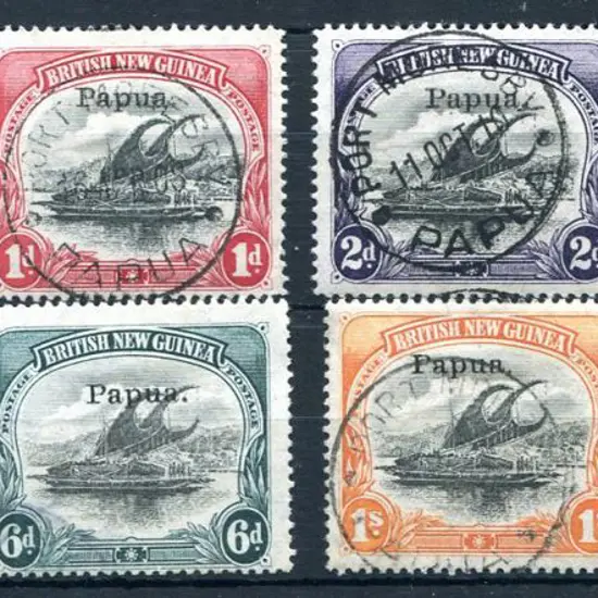 1907 ½d to 2/6d Lakatoi ovptd "Papua" in small ...