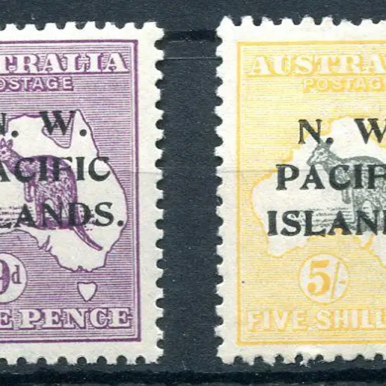 1919 9d (SG 112) & 5/- (SG 116) NWPI ovpts. MLH ...