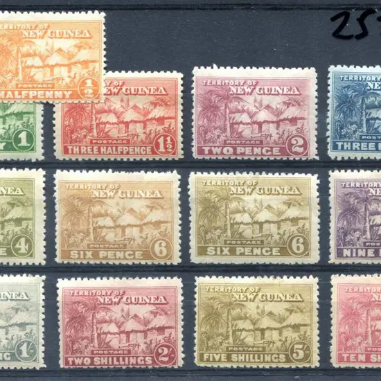 1925 Huts to 10/- unused incl two 6d shades. Gum ...