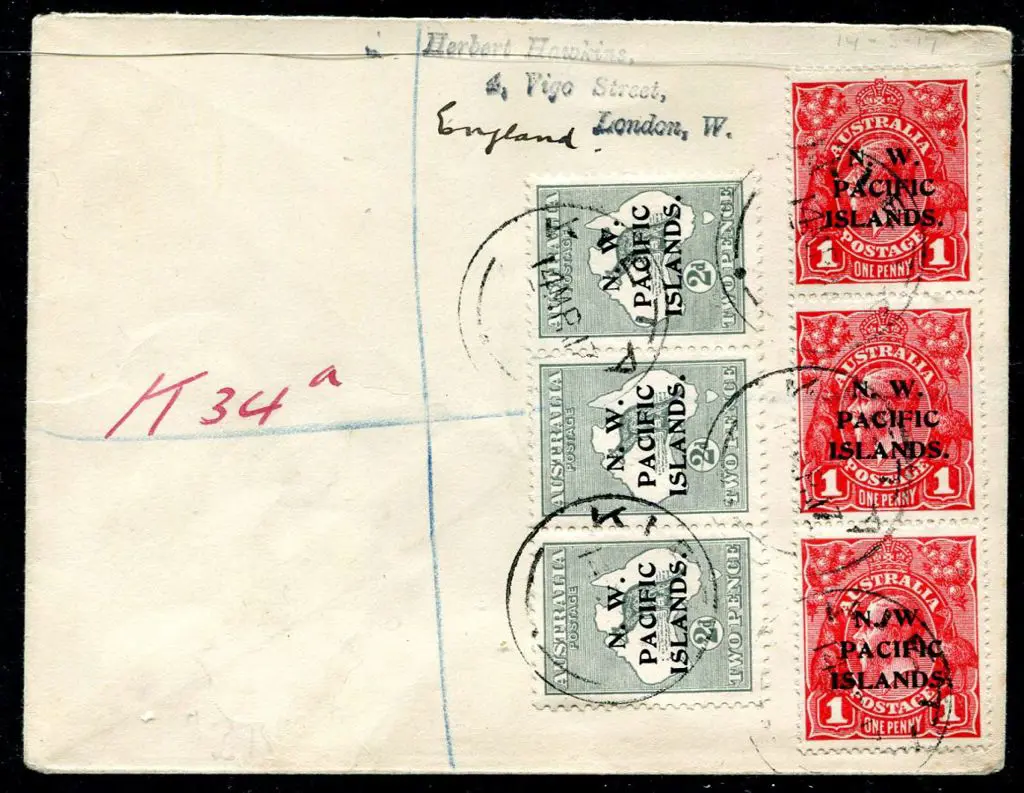 1917 (14th Mar) 1d red KGV vertical "abc" strip of ... Image 1++