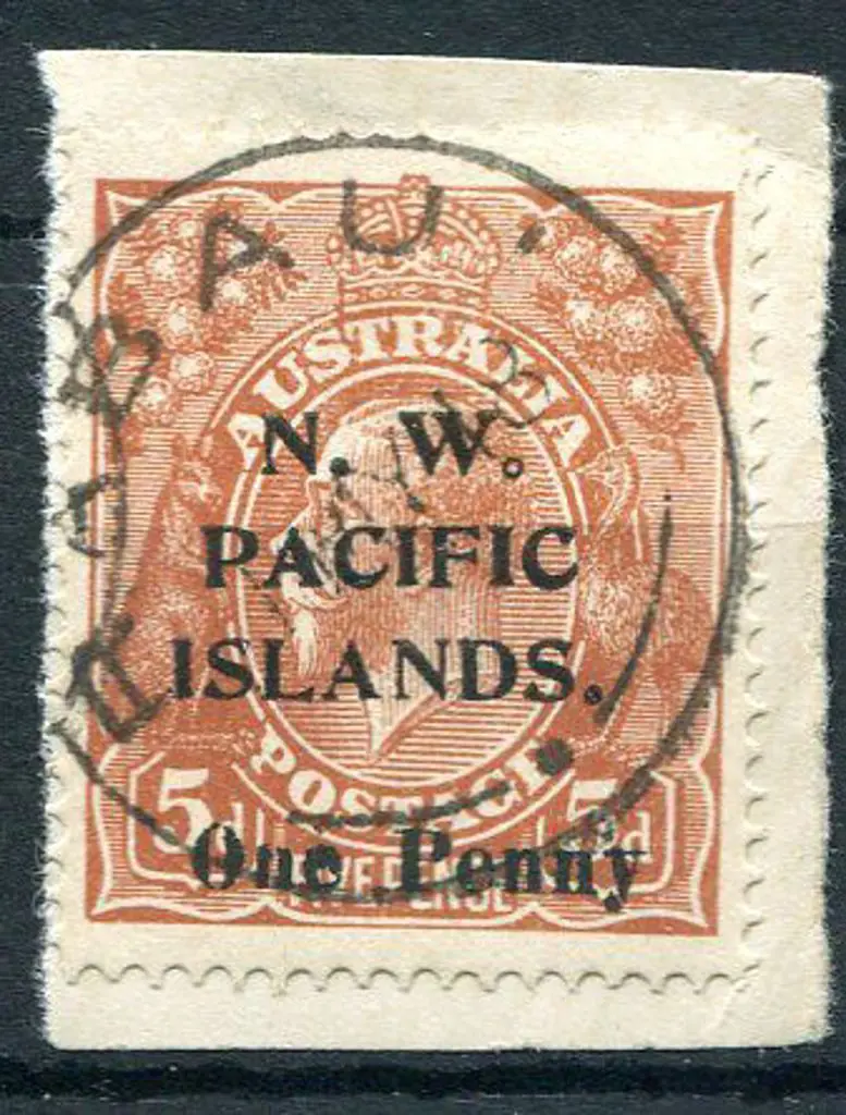 1918 1d on 5d brown KGV with NWPI type "a" ovpt ... Image 1++
