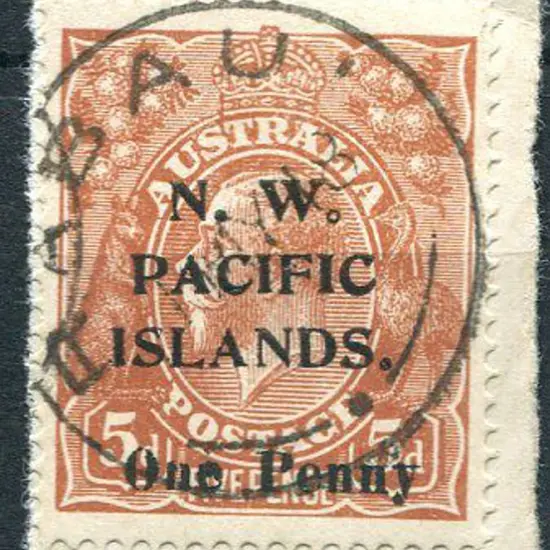 1918 1d on 5d brown KGV with NWPI type "a" ovpt ...