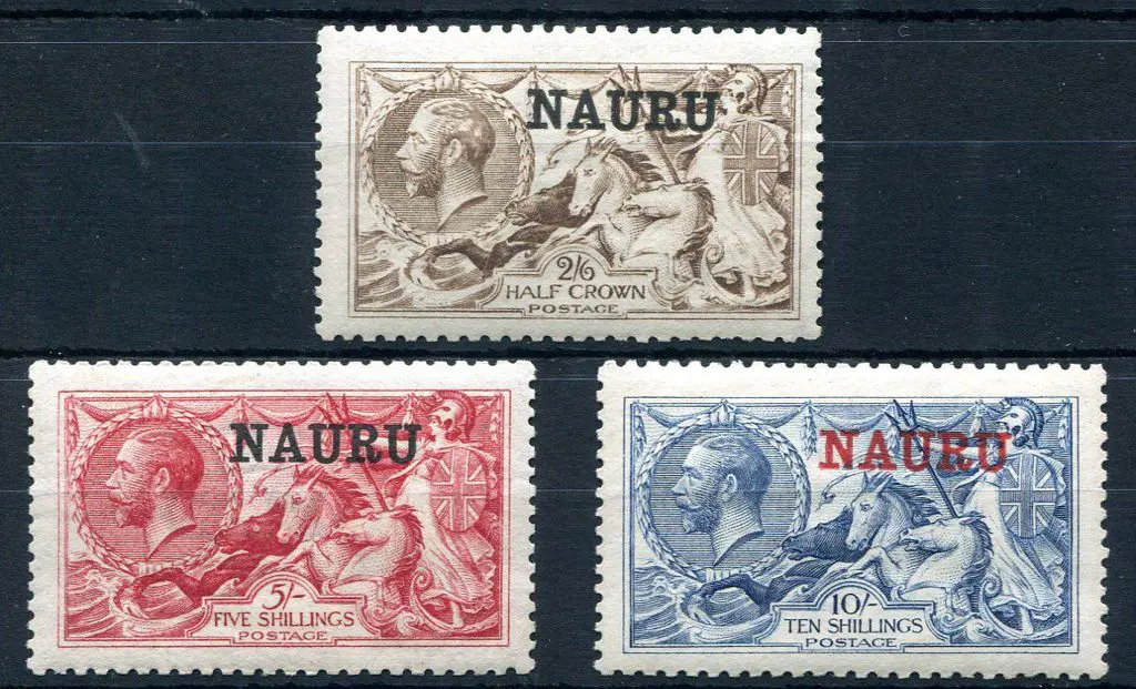 1916 2/6d brown, 5/- bright carmine & 10/- pale ... Image 1++
