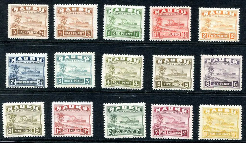 1937/48 ½d to 10/- ships set of 15 on shiny white ... Image 1++