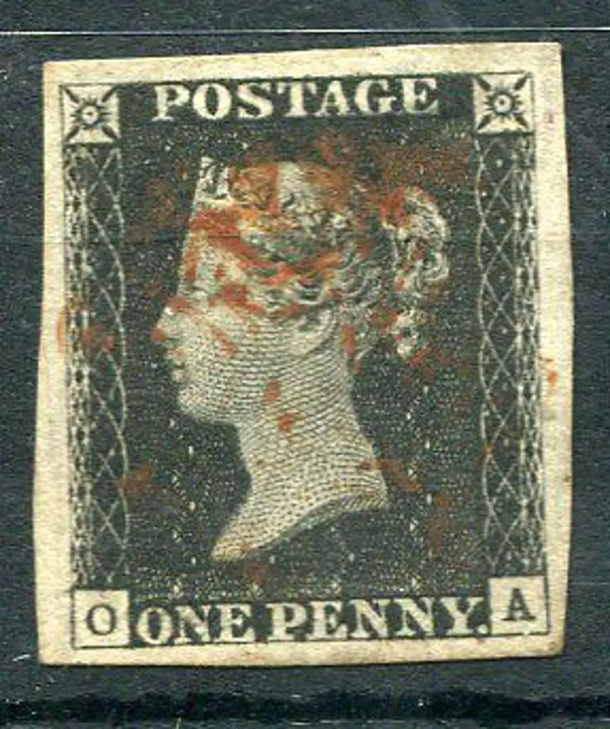 1840 1d black with indistinct red Maltese Cross. ... Image 1++
