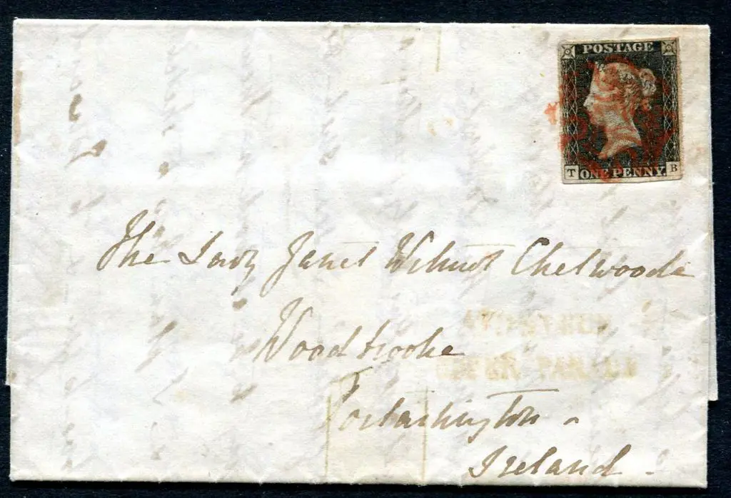 1840 1d black, plate 2, with 4 good to large ... Image 1++