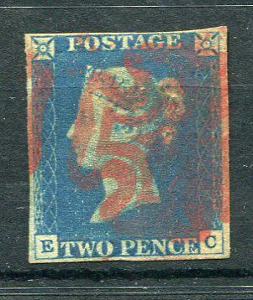 1840 2d blue fine used with bold red Maltese ... Image 1++