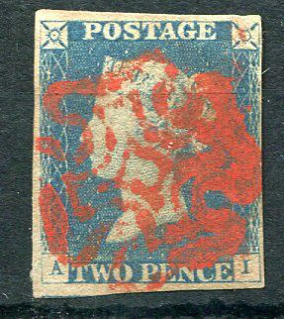 1840 2d pale blue, plate 6 with 4 margins (close ... Image 1++
