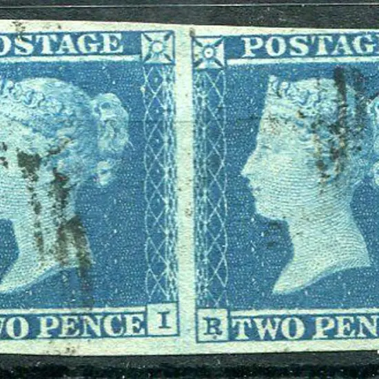 1841 2d blue horizontal imperf pair with broad ...