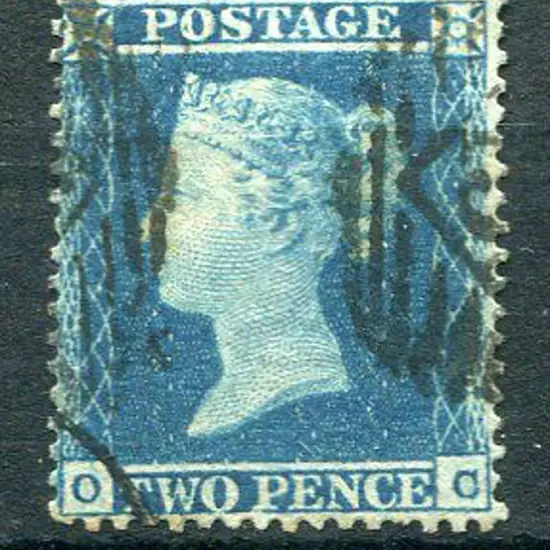 1854/57 2d blue QV, small crown wmk, perf 16. ...