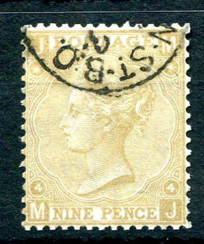 1867 9d straw, plate 4 QV. Superb used with crisp ... Image 1++