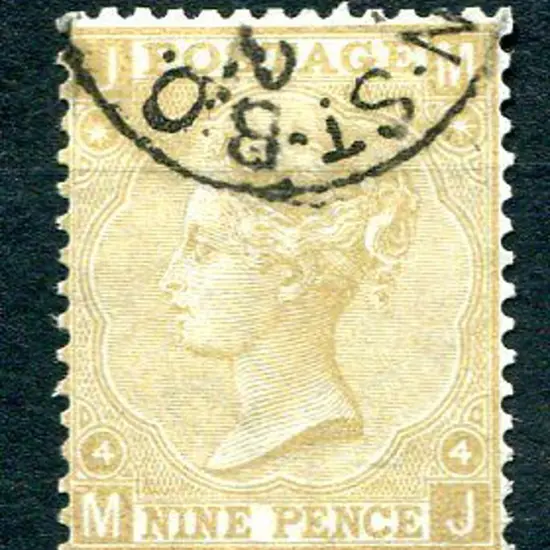 1867 9d straw, plate 4 QV. Superb used with crisp ...