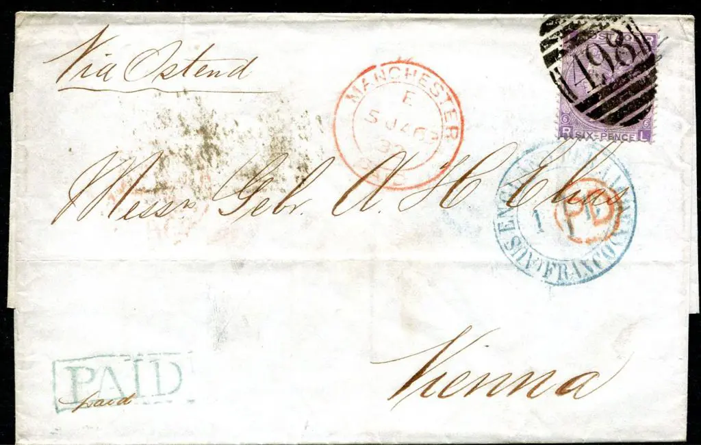 1869 (5th Jan) Entire with 6d lilac QV tied by ... Image 1++