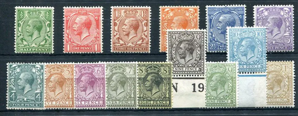 1912/24 ½d to 1/- KGV with Royal Cypher wmk. ... Image 1++