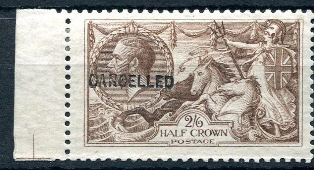 1913 2/6d sepia-brown Seahorse Waterlow printing. ... Image 1++