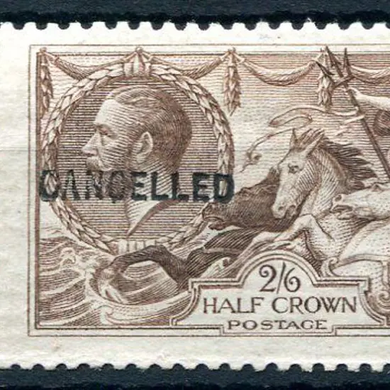 1913 2/6d sepia-brown Seahorse Waterlow printing. ...