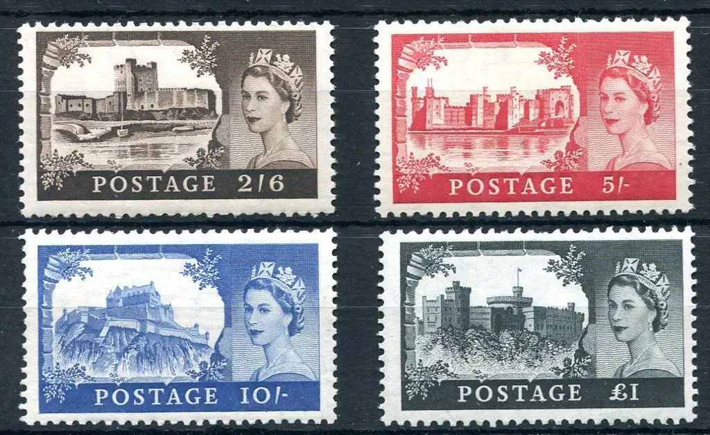 1955/58 Castles set of 4 DLR printing. Short perf ... Image 1++