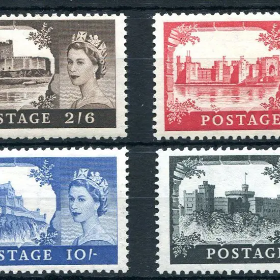 1955/58 Castles set of 4 DLR printing. Short perf ...