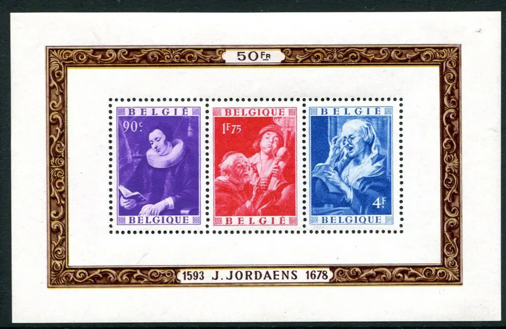 Belgium 1949 50f Jordaens M/S. Fine MUH. SG ... Image 1++