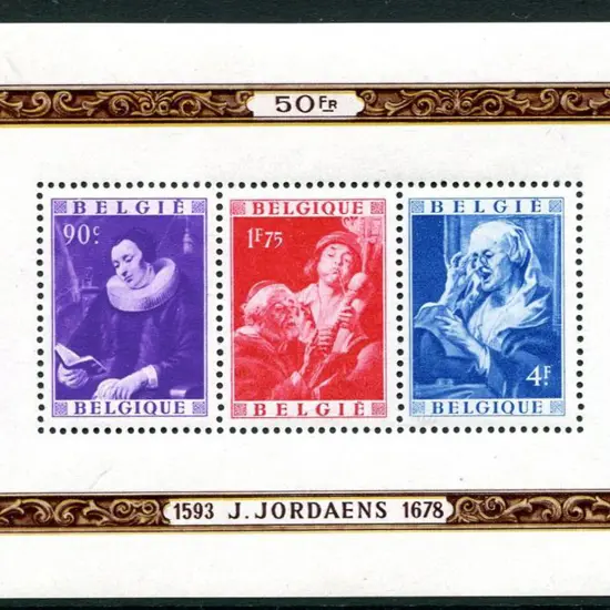 Belgium 1949 50f Jordaens M/S. Fine MUH. SG ...