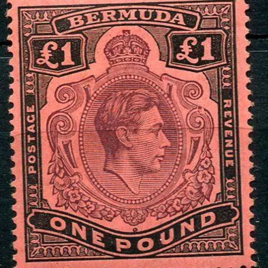 Bermuda 1938/53 £1 Deep reddish purple & black/ ...