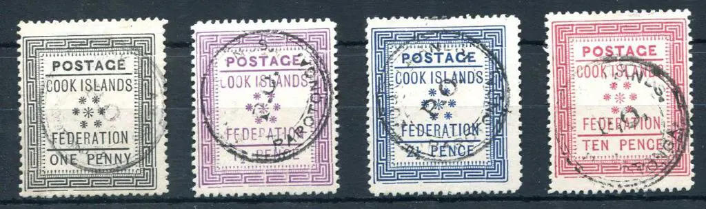 Cook Islands 1892 "Federation" set of 4. Fine used ... Image 1++
