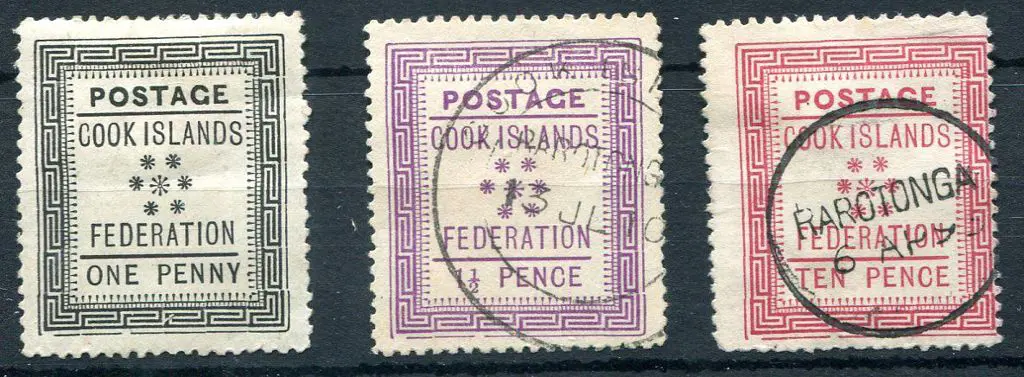 Cook Islands 1892 1d black with paper hinge ... Image 1++