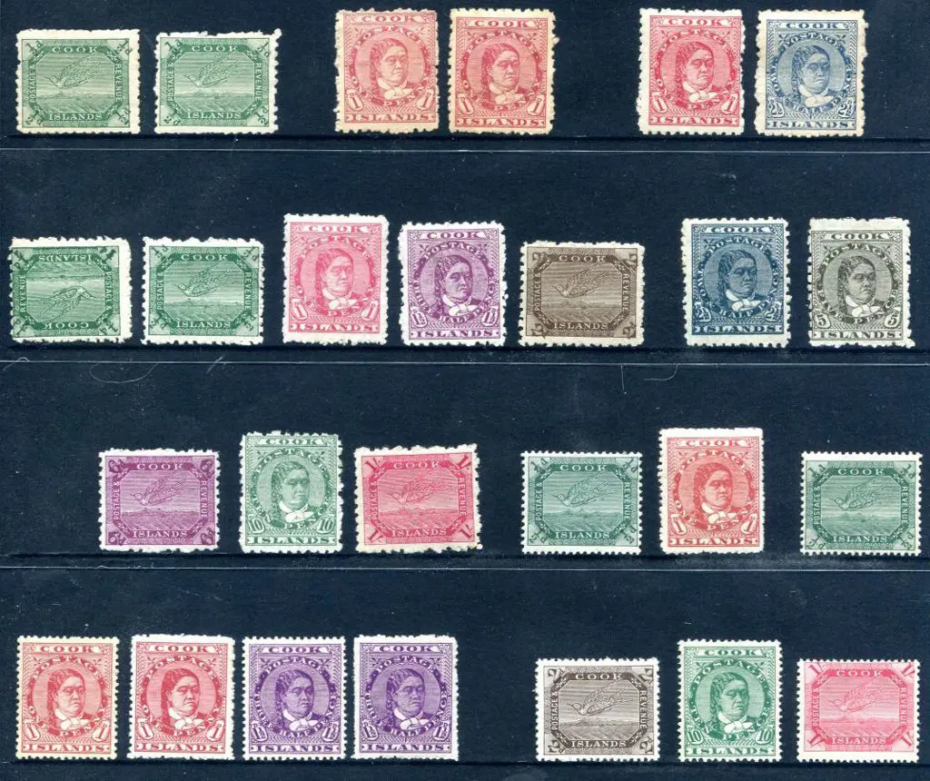 Cook Islands 1902/19 Queen Makea/Torea bird MLH ... Image 1++